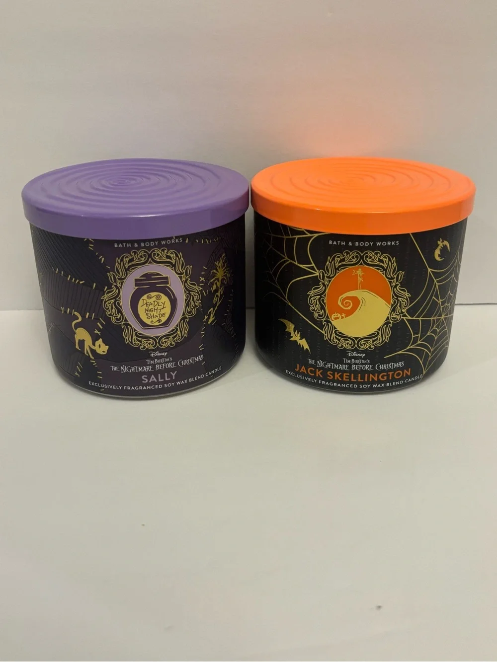 Bath & Body Works Nightmare Before Christmas Jack and Sally Three Wick Candles